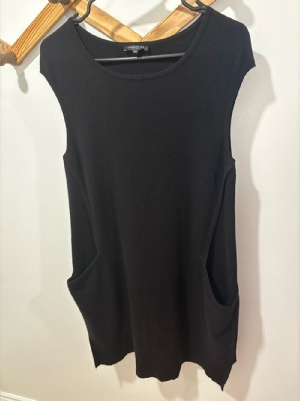 LAFAYETTE 148 NEW YORK Black 100% Wool Sleeveless Pocket Dress - Size L